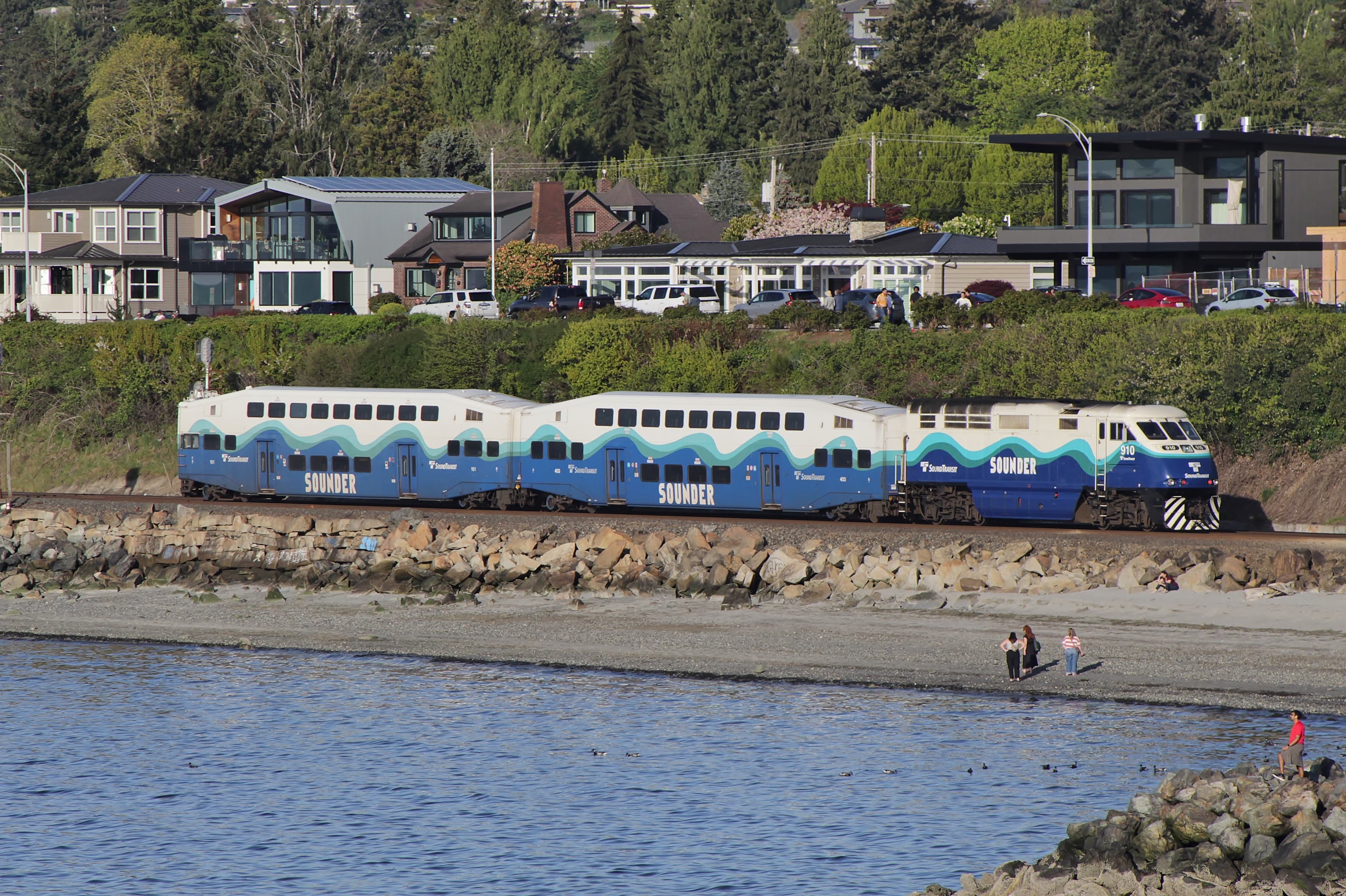 Sounder train on the Edmonds, Washington waterfront